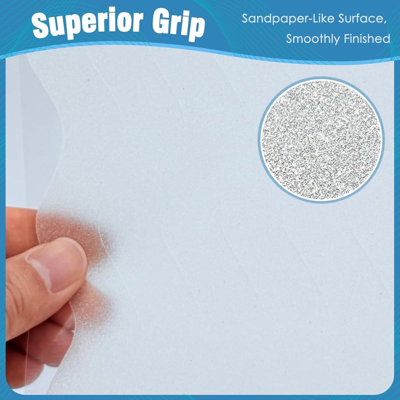 SX 24 قطعة ملصقات مضادة للانزلاق للدش، شرائط شفافة غير مرئية عالية الجر، ملصقات أمان بشكل موجي لحمام الدش، بلاط رطب وسلالم مع مكشطة - Image 2